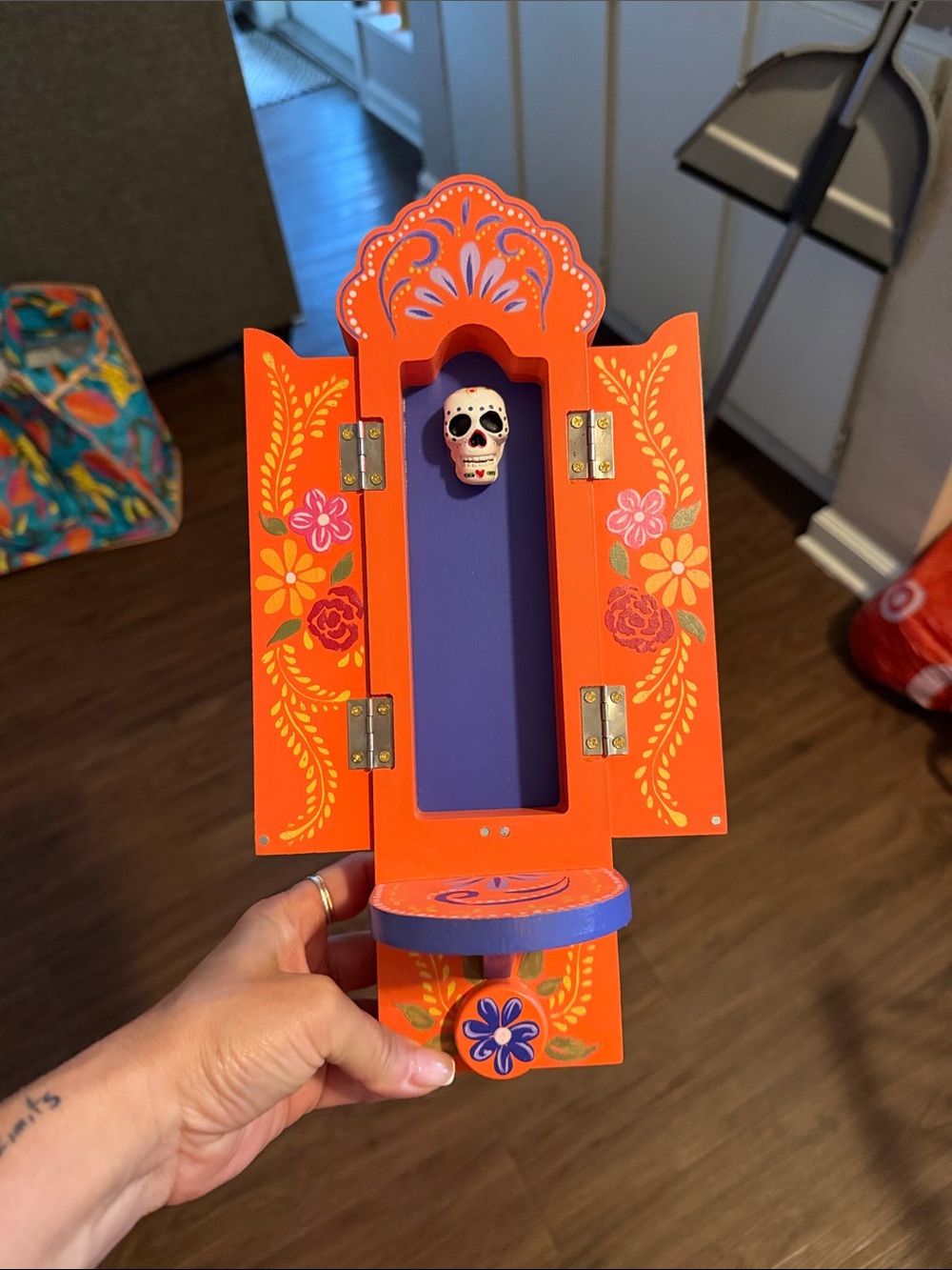 Ashland Orange and Purple Mini Shrine with Day of the Dead Skull